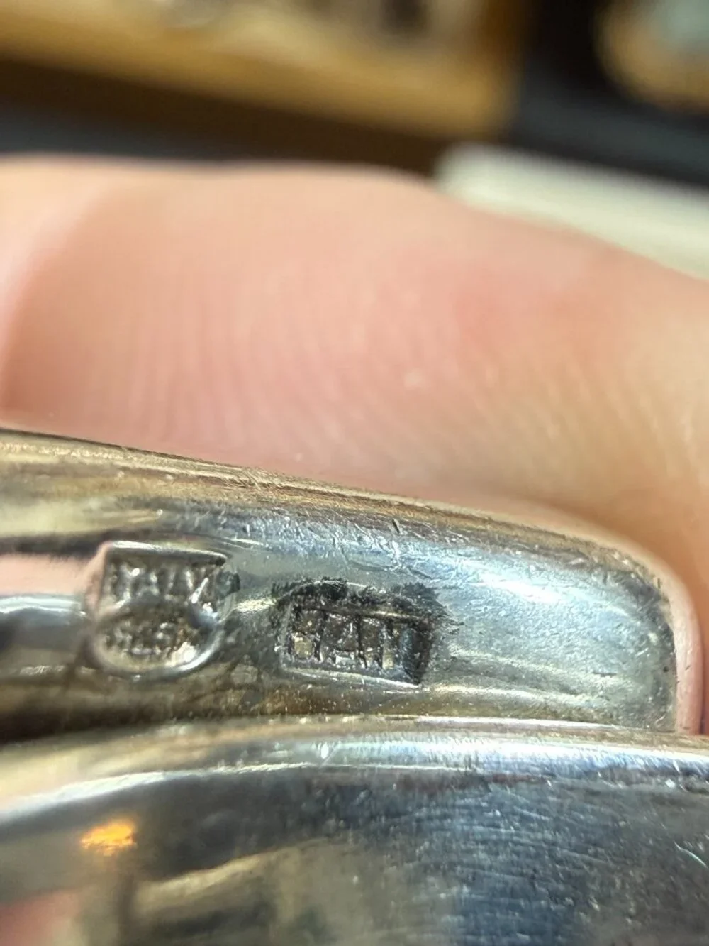 Sterling silver chunky Dichronic glass ring